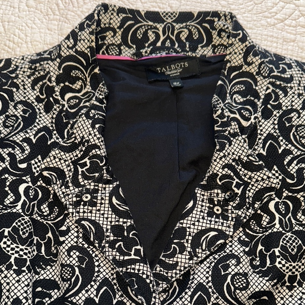 Talbots Black and White‎ Paisley Blazer - Picture 6 of 9